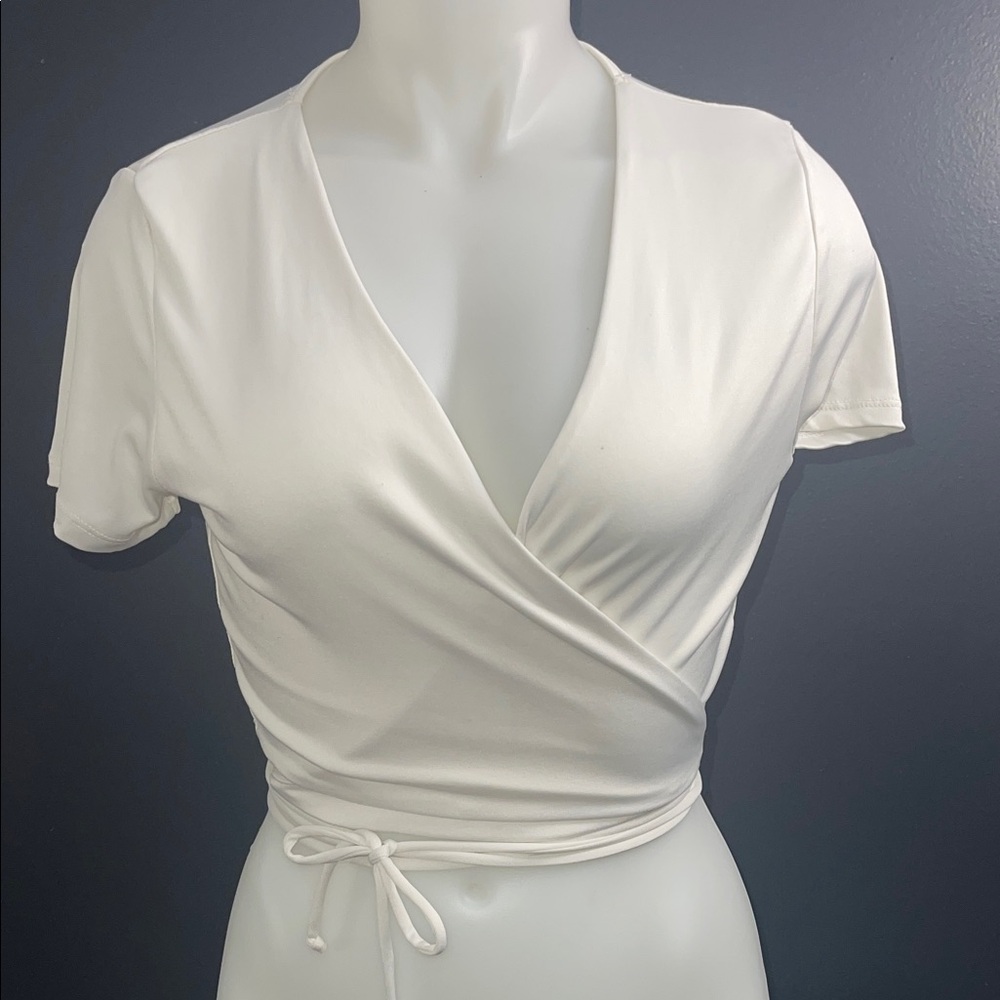 Windsor Cream Wrap Crop Top